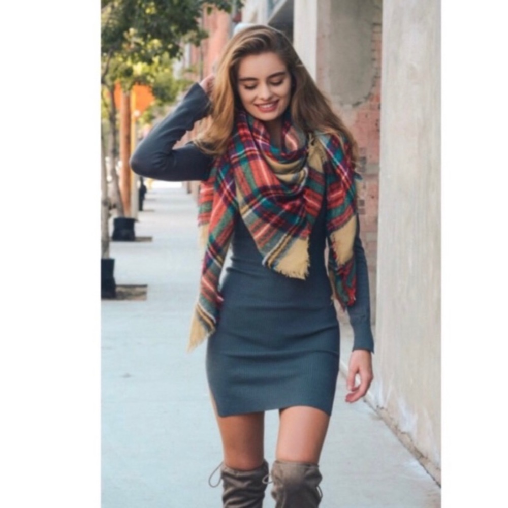 Cozy Plaid Shawl Poncho